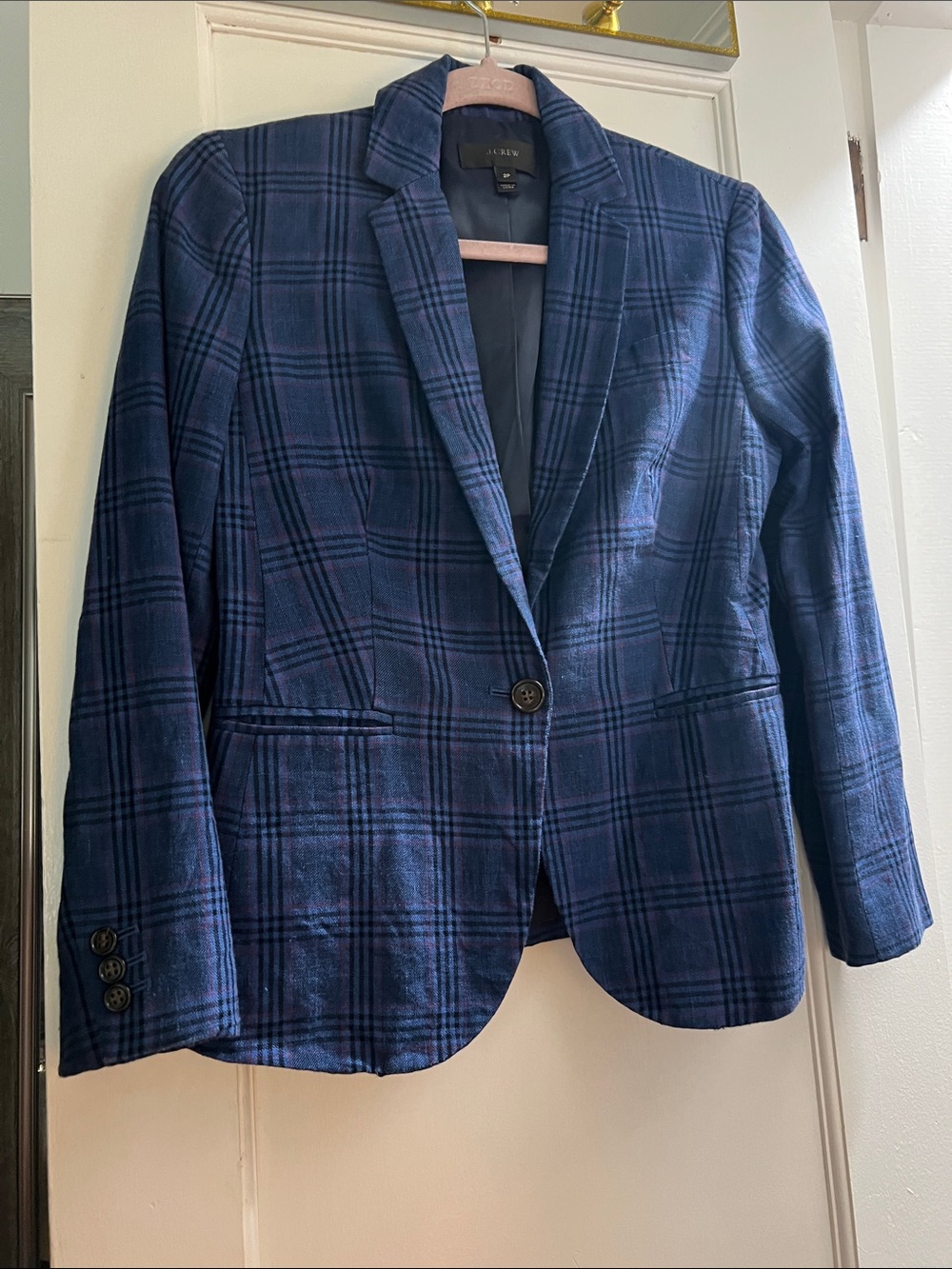 J. Crew Blue Plaid Single-Button Sport Coat
